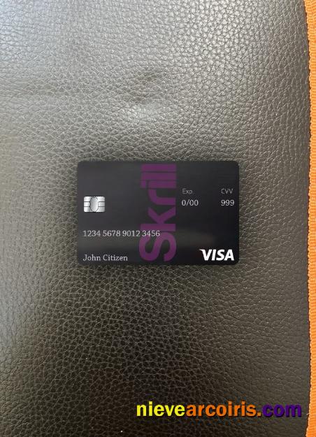 Skrill Visa Debit card template in PSD format